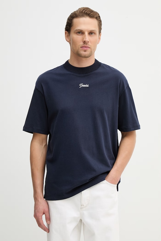 

Хлопковая футболка Guess, темно-синий