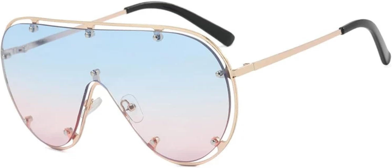 

Модные солнцезащитные очки большого размера для женщин в стиле ретро, ​​конфетных цветов, с защитой от УФ-излучения UV400, для мужчин, для занятий спортом на открытом воздухе TKKTLLT, Gold-bluepink