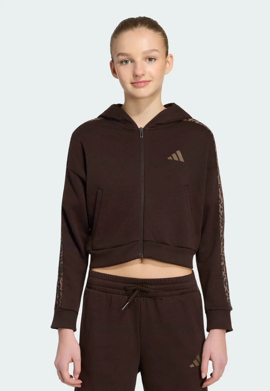 Спортивная толстовка на молнии Adidas Sportswear, коричневый — фото 2