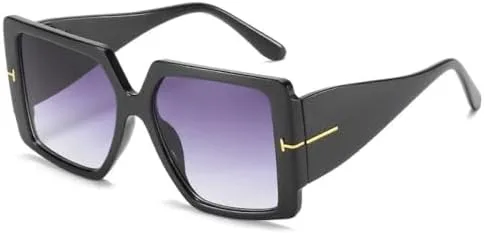 

Винтажные солнцезащитные очки большого размера с квадратным градиентом для женщин, модель 2027 года, для активного отдыха, с широкими дужками MTZJH, Black