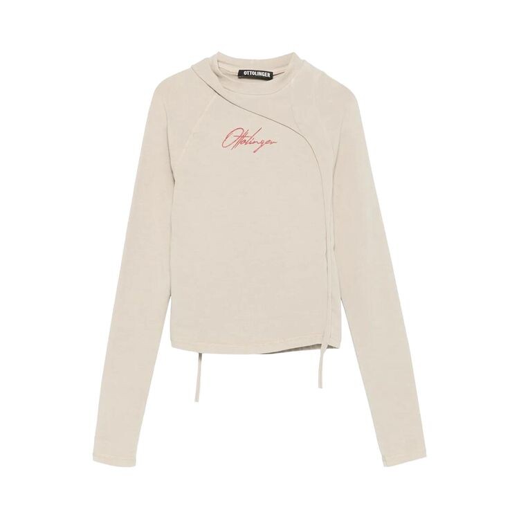 

Футболка Ottolinger Deconstructed Fitted Long-Sleeve T-Shirt Beige, желто-коричневый