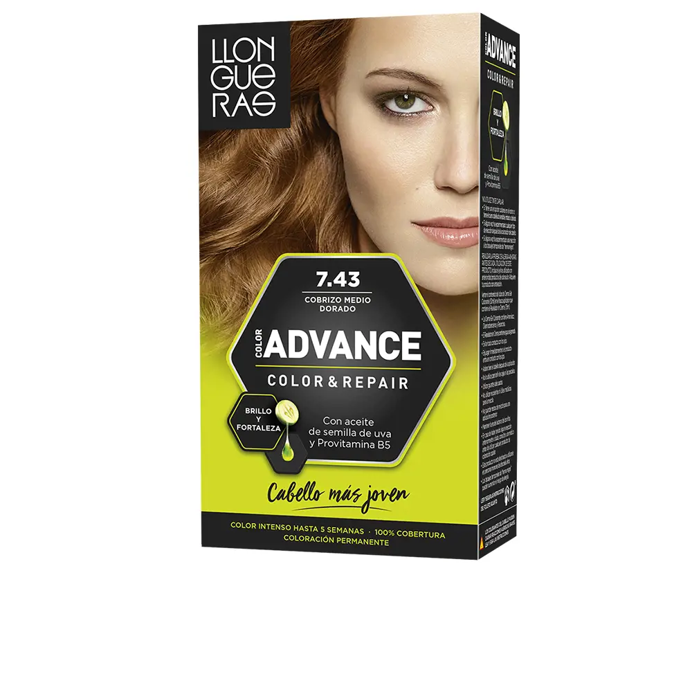 

Краска для волос Color advance Llongueras, цвет 7,43-cobrizo medio dorado, 1 шт.
