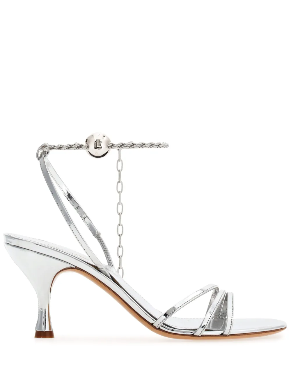 Лакированные босоножки Ferragamo, серебяный