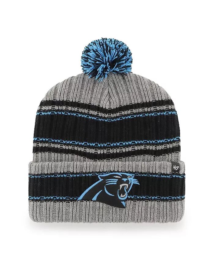 

Мужская графитовая вязаная шапка Carolina Panthers Rexford с манжетами и помпоном '47 Brand