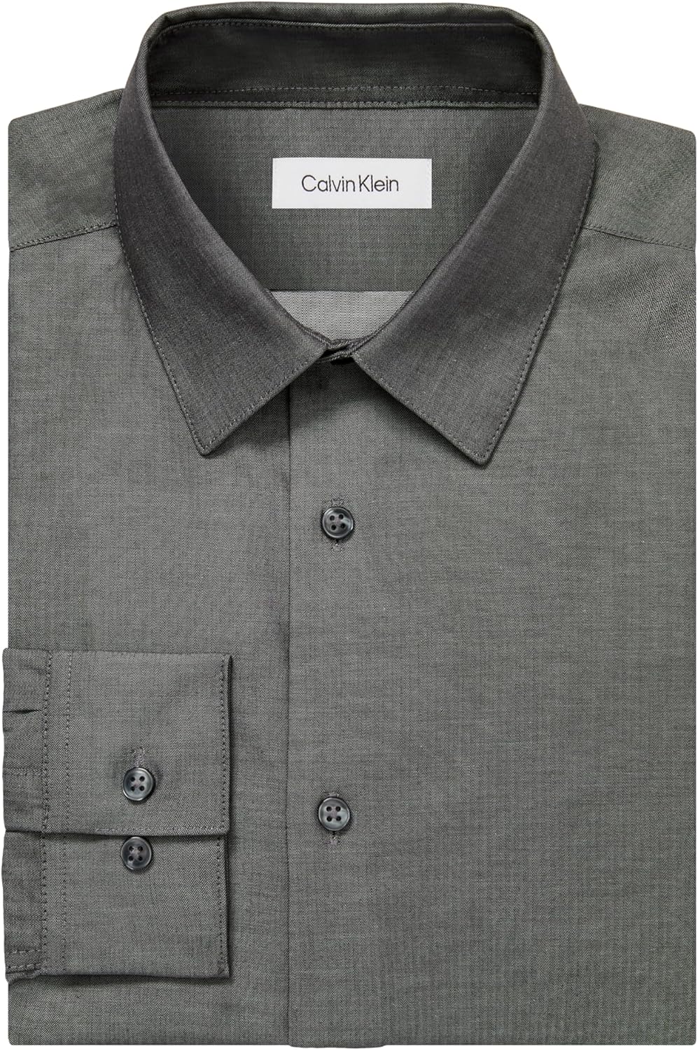Мужская рубашка Calvin Klein Slim Fit с узором «елочка» и эластичным лифом, Carbon — фото 3