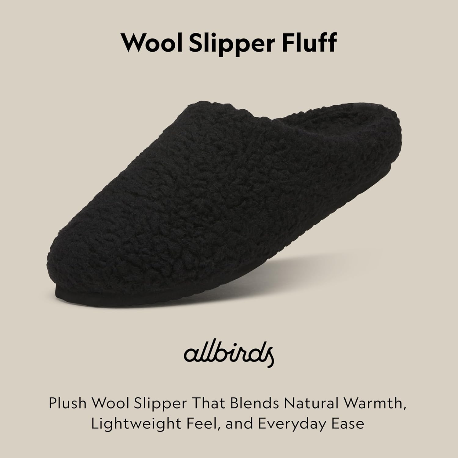 Унисекс тапочки Allbirds из шерсти, домашние обувь с открытой пяткой, верх из шерстяной смеси и мягкая подкладка, черный/черный — фото 2