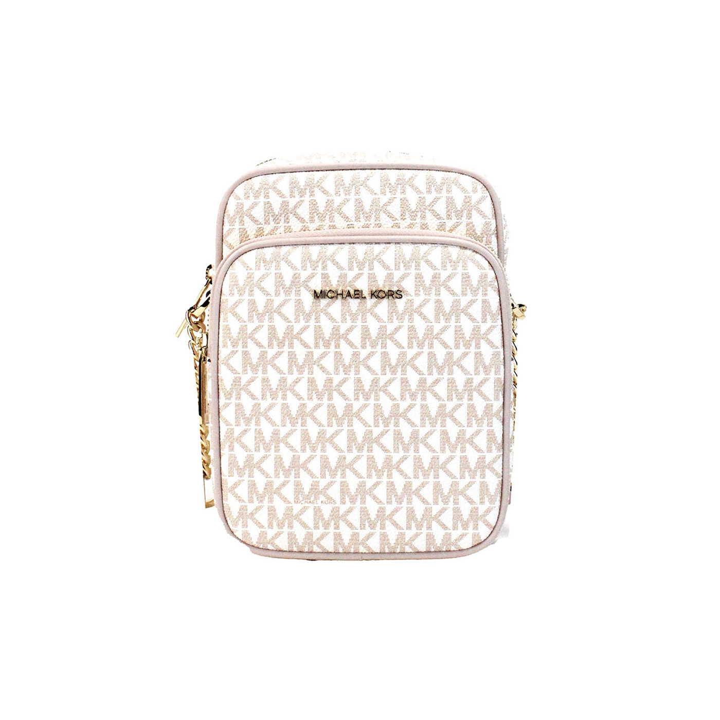 

Сумка через плечо North South из белой розово-золотой ПВХ-кожи Flight Michael Kors