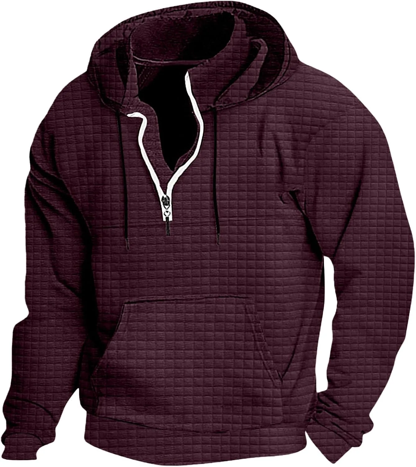 Толстовка Quarter Zip Waffle для мужчин с капюшоном и карманами