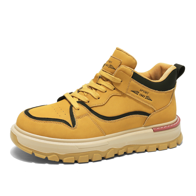 

M.M Party Скользоустойчивые износостойкие высокие повседневные туфли мужские коричнево-желтые, цвет Brown Yellow