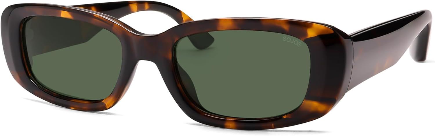 

Солнцезащитные очки SOJOS Retro Rectangle Polarized Sunglasses для женщин и мужчин, в стиле Y2k 90-х, с защитой от УФ-излучения, модель SJ2375, Brown Tortoise/Dark Green
