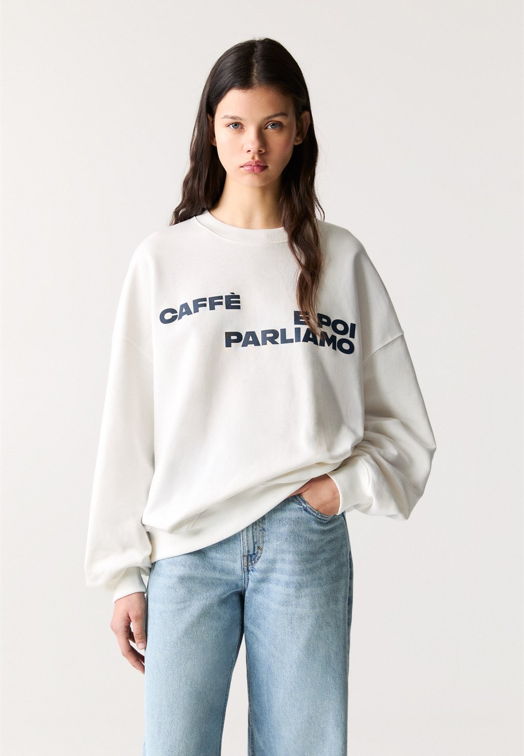 

Толстовка BIALETTI CAFFE E POI PARLIAMO - PULL&BEAR, белый
