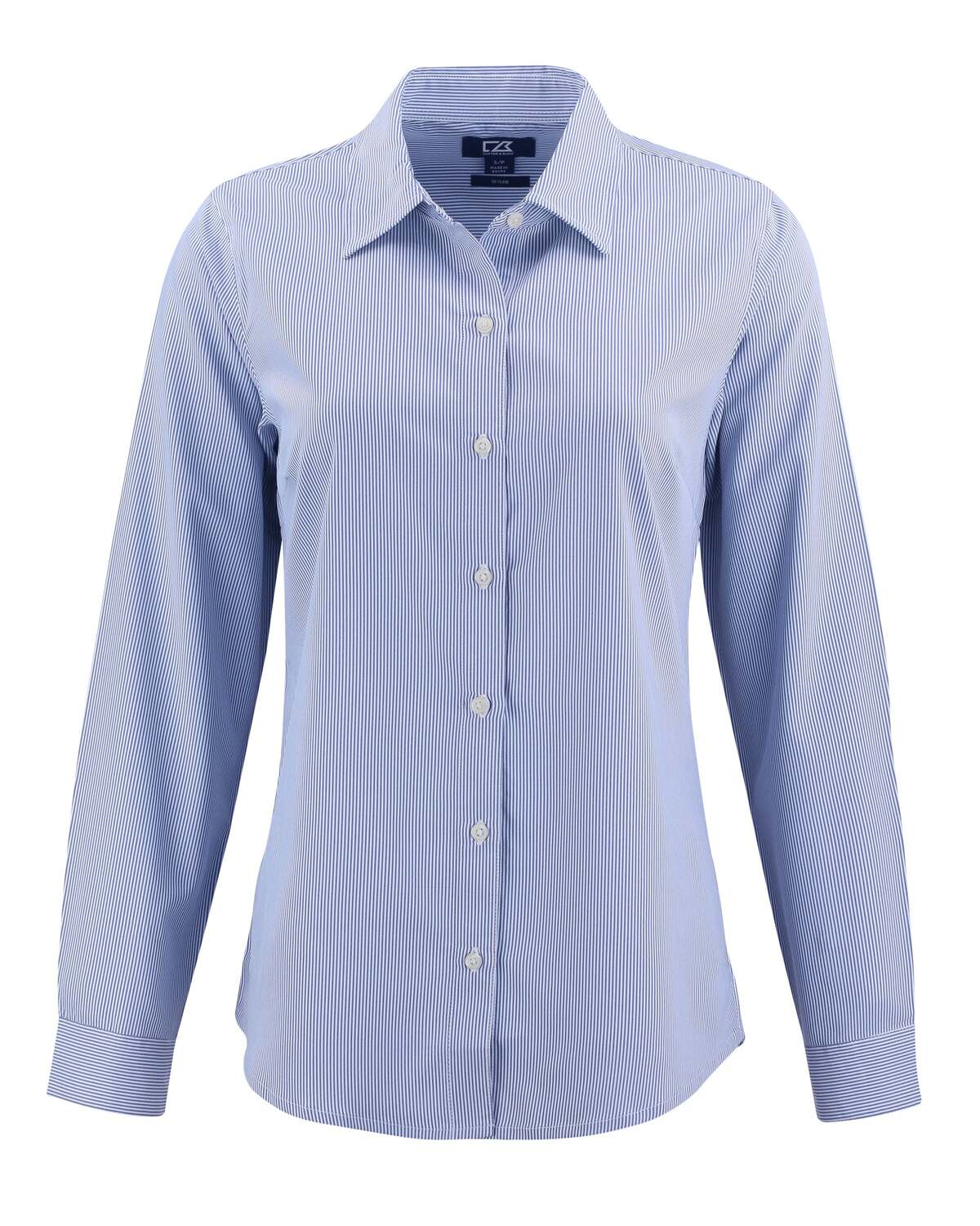 

Женская блузка с длинным рукавом Cutter & Buck Skyline Epic Confidence Recycled Pinstripe, синий/белый
