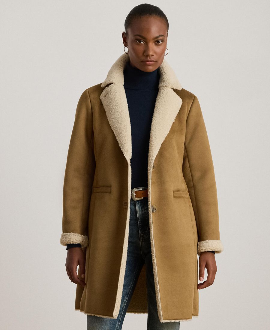 

Женская куртка из овчины с отложным воротником Lauren Ralph Lauren, CAMEL