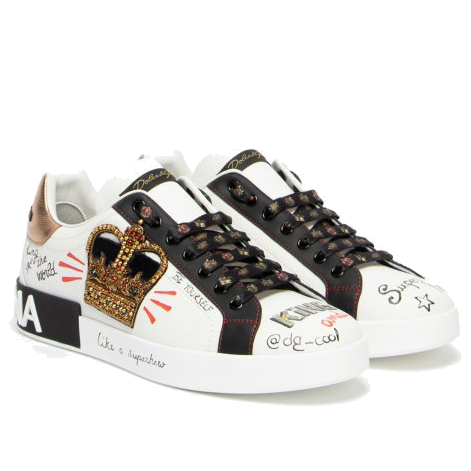 Кроссовки Dolce & Gabbana Portofino Printed Sneakers 'Graphic White Gold' — фото 2