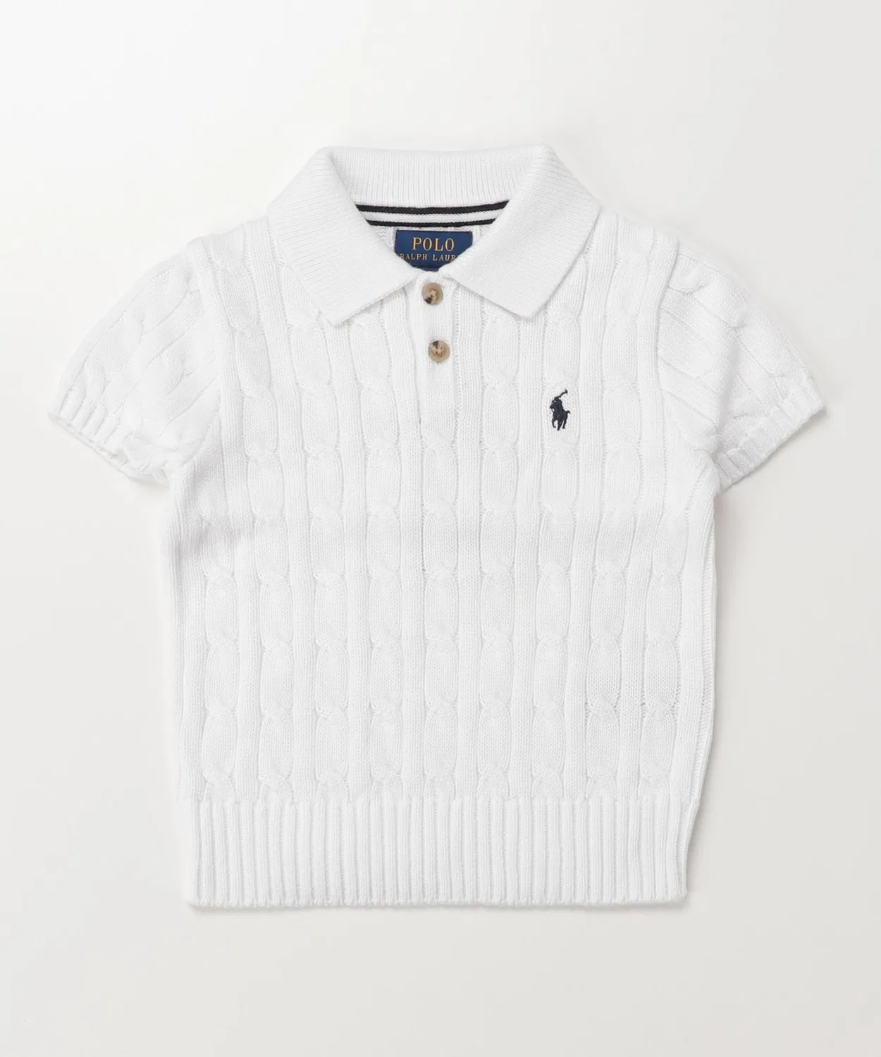 Свитер с поло-воротником из хлопка, Ralph Lauren, белый — фото 3