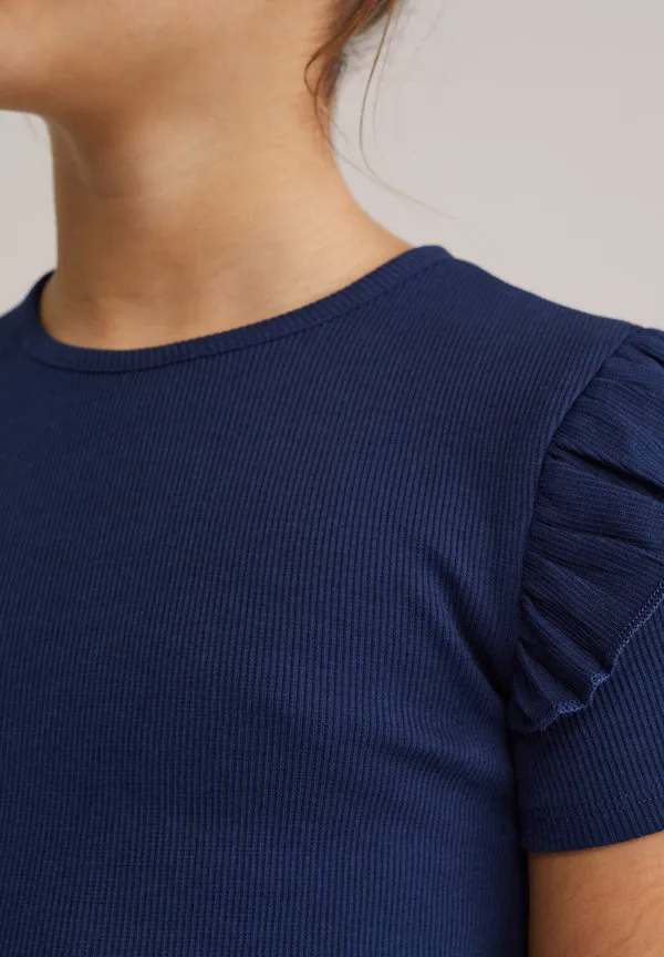 Простая футболка We Fashion, Navy Blue — фото 3