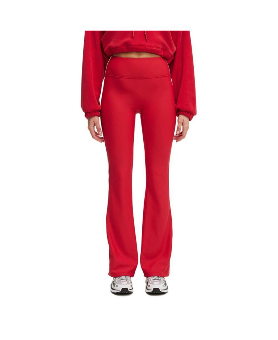 

Женские спортивные брюки-клеш на флисовой подкладке COTTON ON, Poppy/white poppy tape