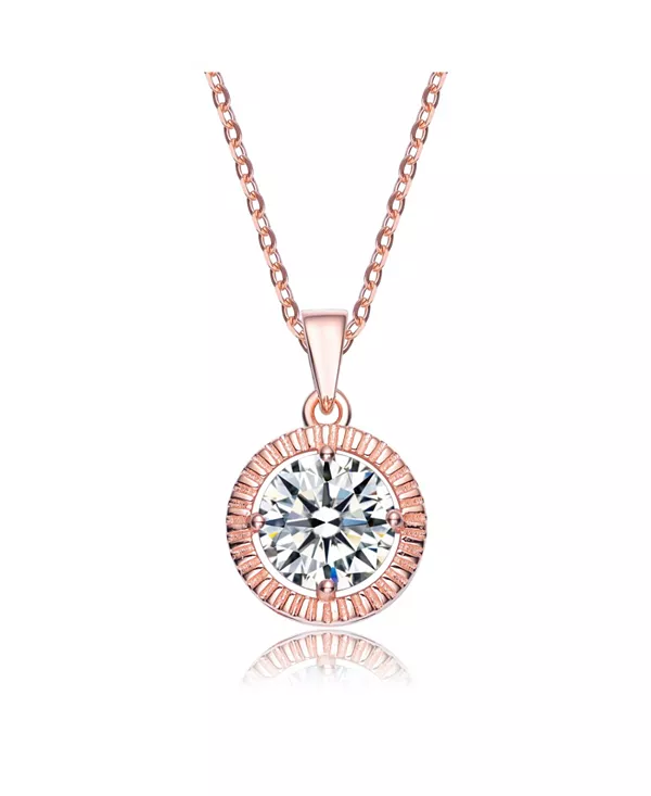 

Классический круглый кулон из стерлингового серебра с позолотой и кубическим цирконием Genevive, rose