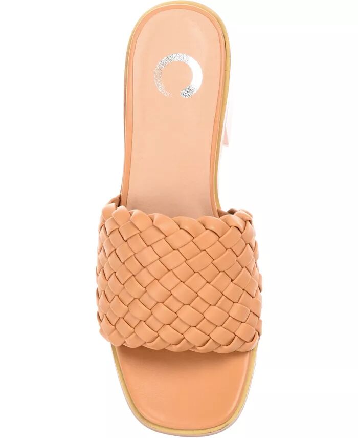 Женские босоножки-слайды на блочном каблуке Fylicia Woven Journee Collection, коричневый/бежевый — фото 4