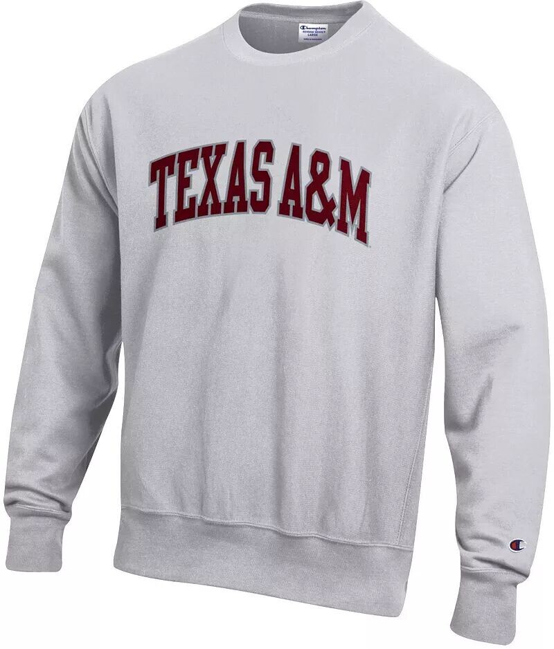 

Мужской серый пуловер с круглым вырезом с обратной переплетением Champion Texas A&M Aggies