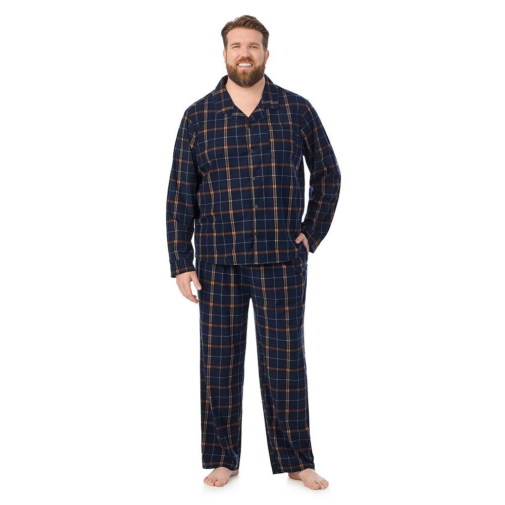 

Комплект из пижамных штанов и пижамной рубашки с воротником Big and Tall Cuddl Duds Cosy Lodge, цвет Navy Multi Plaid