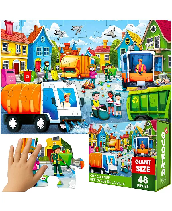 Гигантские напольные пазлы размером 2x3 фута для детей 4-6 лет Quokka, garbage trucks