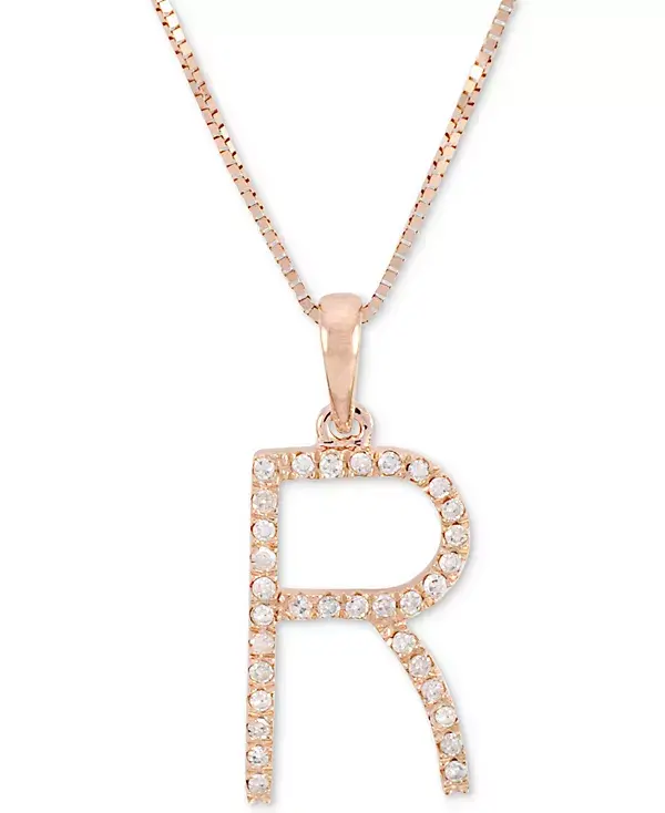 

Ожерелье с кулоном-инициалом из 10-каратного розового золота с бриллиантом (1/10 карата), длина 16 дюймов + удлинитель 2 дюйма Macy'S, r