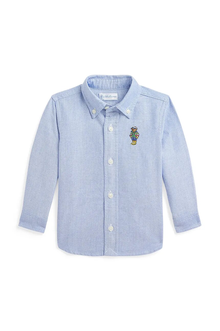 

Детская хлопковая рубашка Polo Ralph Lauren, синий