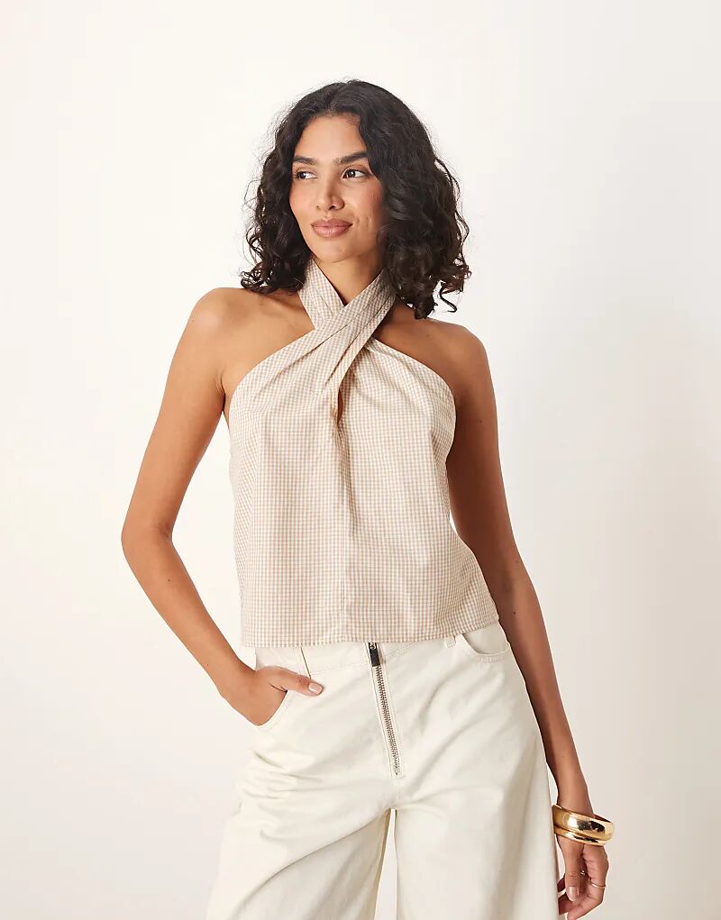 

Топ ASOS DESIGN в клетку виши с отворотом на горловине