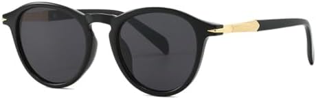 

2026 Модные круглые солнцезащитные очки для женщин с градиентным покрытием, защита от УФ-излучения UV400, винтажные солнцезащитные очки для мужчин в стиле панк MTZJH, Black Gray