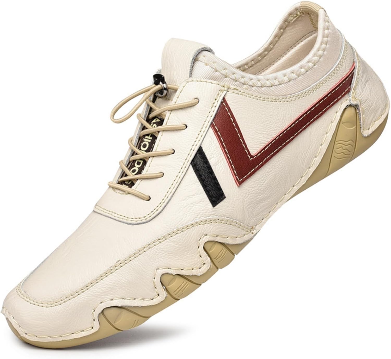 

Мужские повседневные кожаные мокасины ручной работы, с шнуровкой, плоские, стильные, легкие, низкие туфли, формальная обувь на резиновой подошве. Подходят для свиданий, вождения и повседневных прогулок Houdbdol, бежевый