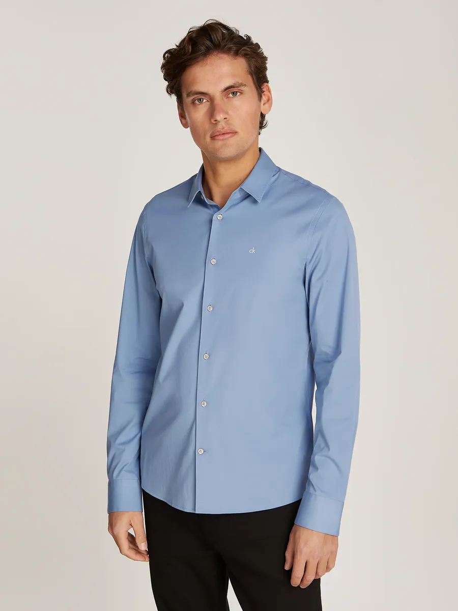 

Рубашка Calvin Klein с длинными рукавами "SLIM FIT STRETCH POPLIN", с воротником Kent, цвет Troposhere