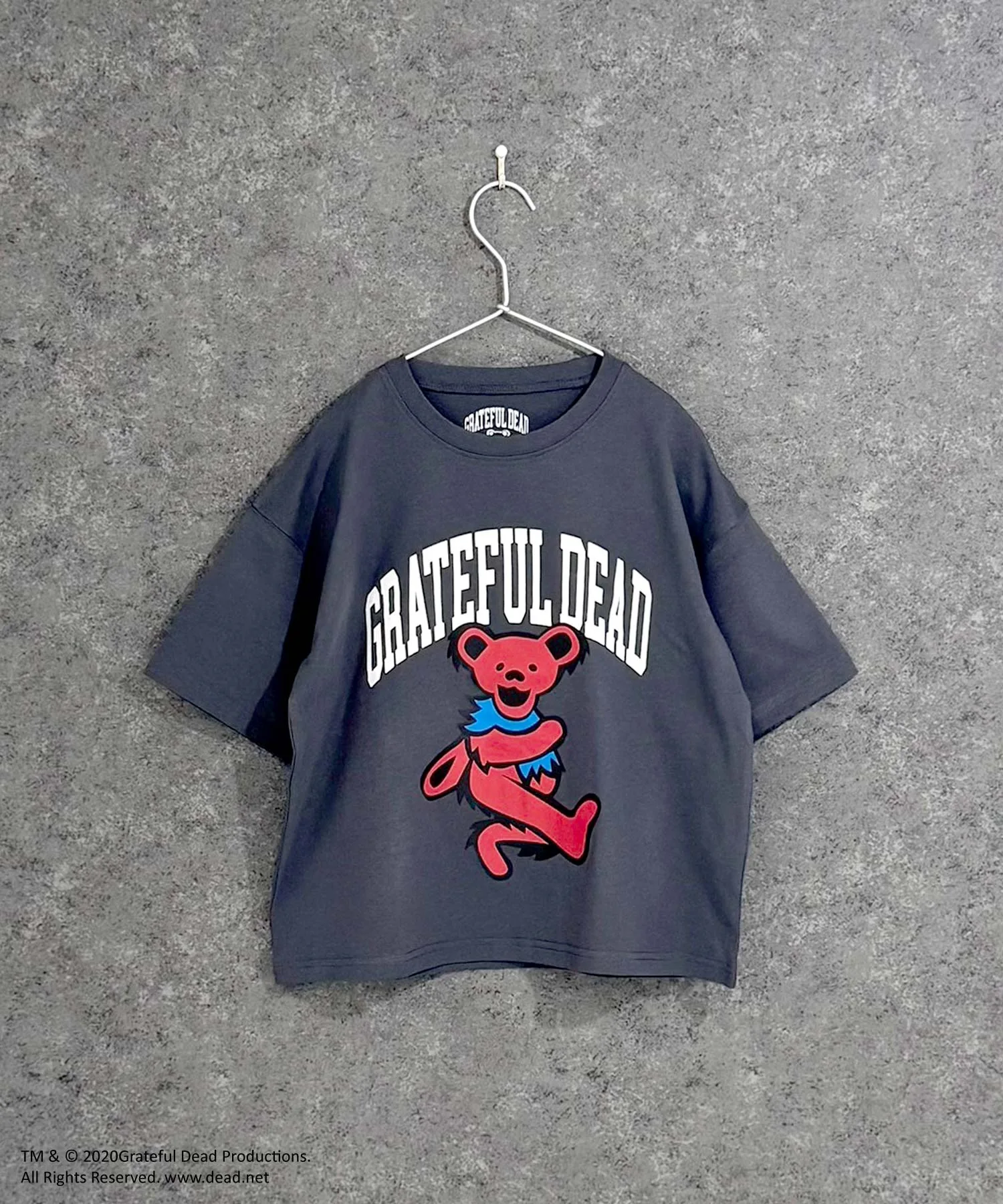 Детская футболка Grateful Dead с принтом танцующего медведя серого цвета — фото 2