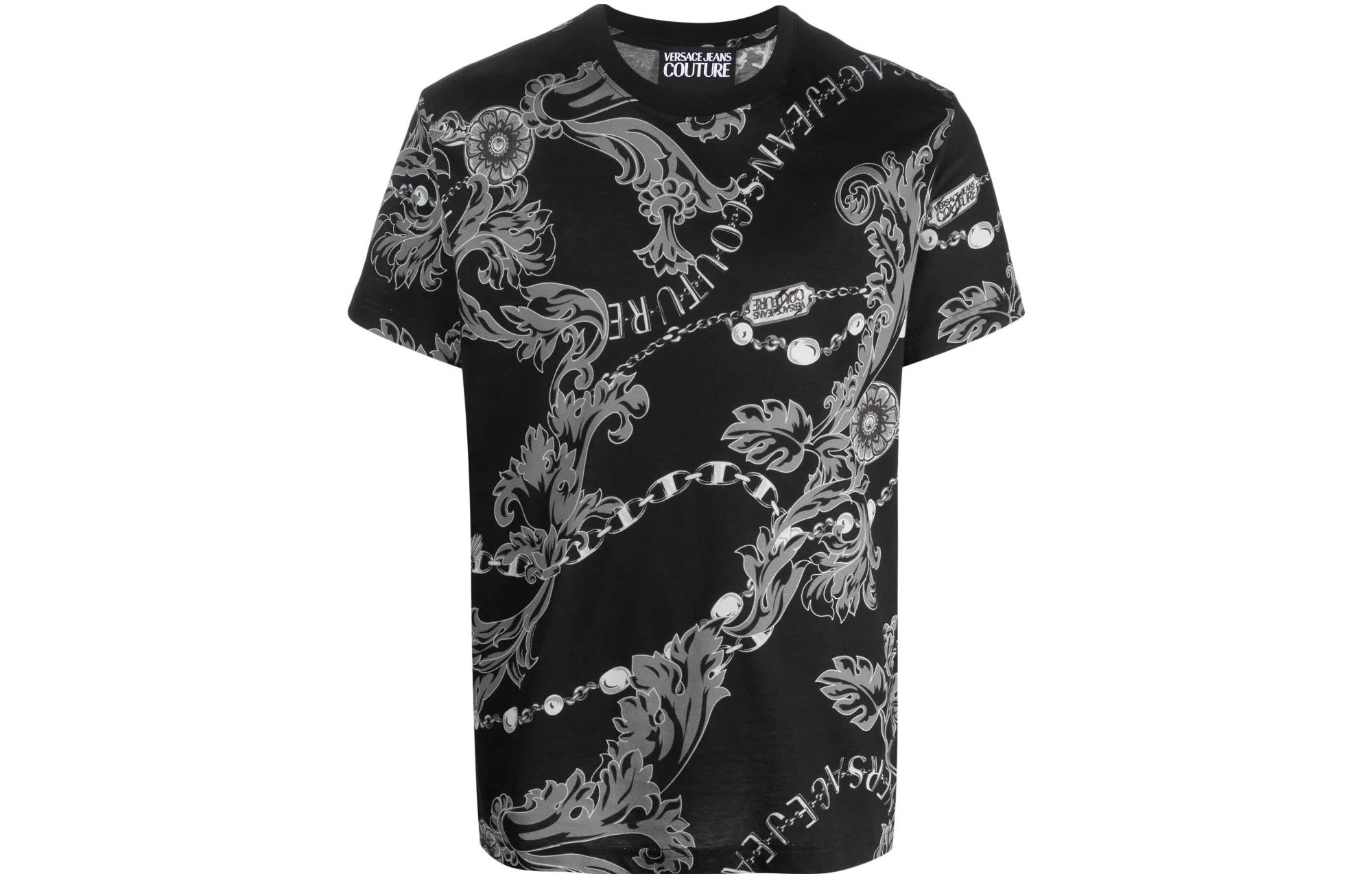 

Футболка с принтом в виде цепочки VERSACE JEANS COUTURE, черный