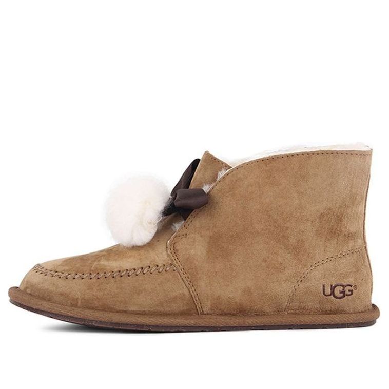 Ботинки зимние UGG WMNS Kallen Suede Moc Toe Pom Pom Slipper, коричневый