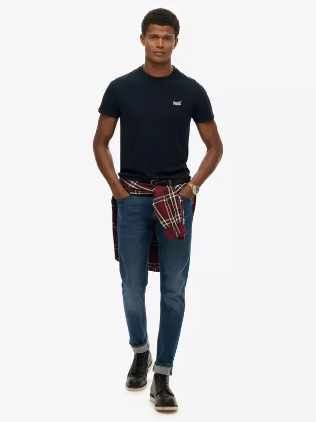 Футболка с контрастной вышивкой Essential Contrast Superdry, Eclipse Navy — фото 2
