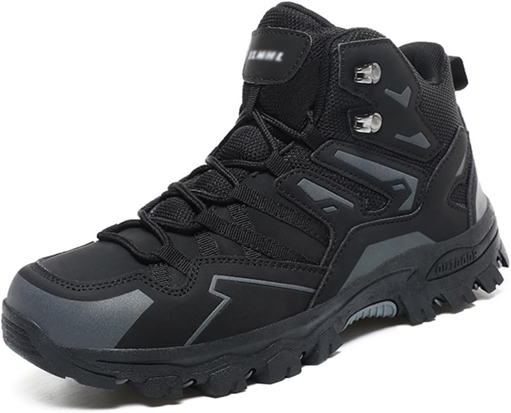 

Мужские водонепроницаемые походные ботинки ZHOUPULP, высокие кожаные противоскользящие ботинки для горных походов, треккинга и кемпинга, черный