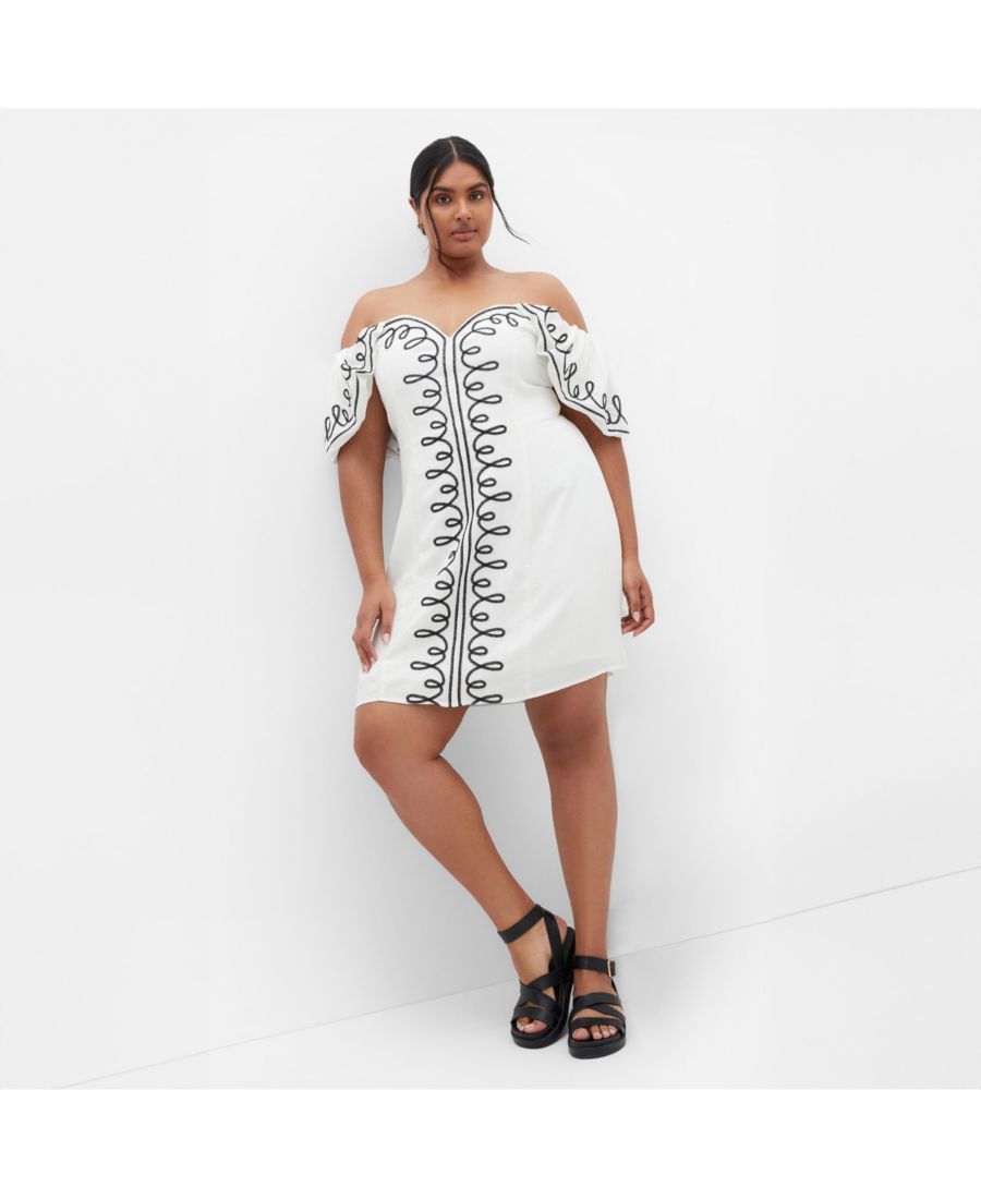 

Платье Хана с вышивкой больших размеров CITY CHIC, Ivory