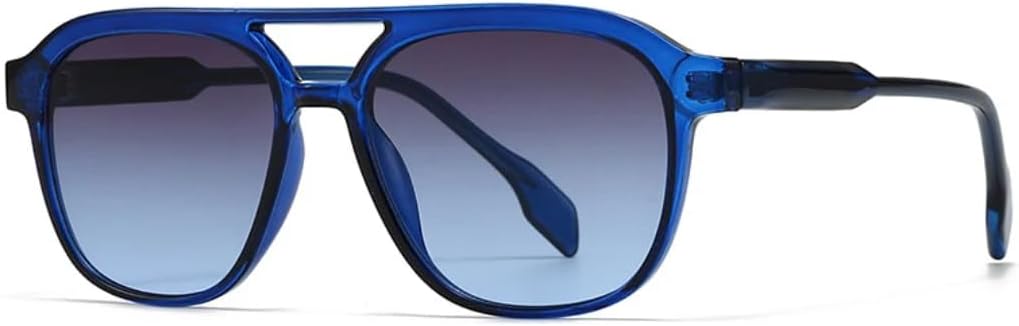 

Солнцезащитные очки с двойной перемычкой для женщин и мужчин, роскошные, в стиле ретро, ​​с градиентным покрытием, защита от УФ-излучения UV400 TVTBBVV, Blue Grey Blue