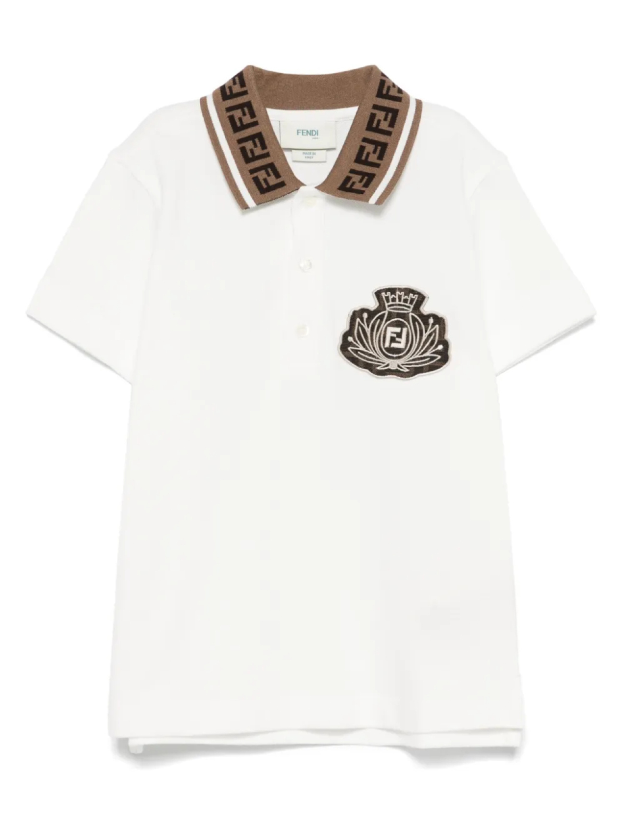 

Рубашка поло из ткани пике Fendi Kids, белый