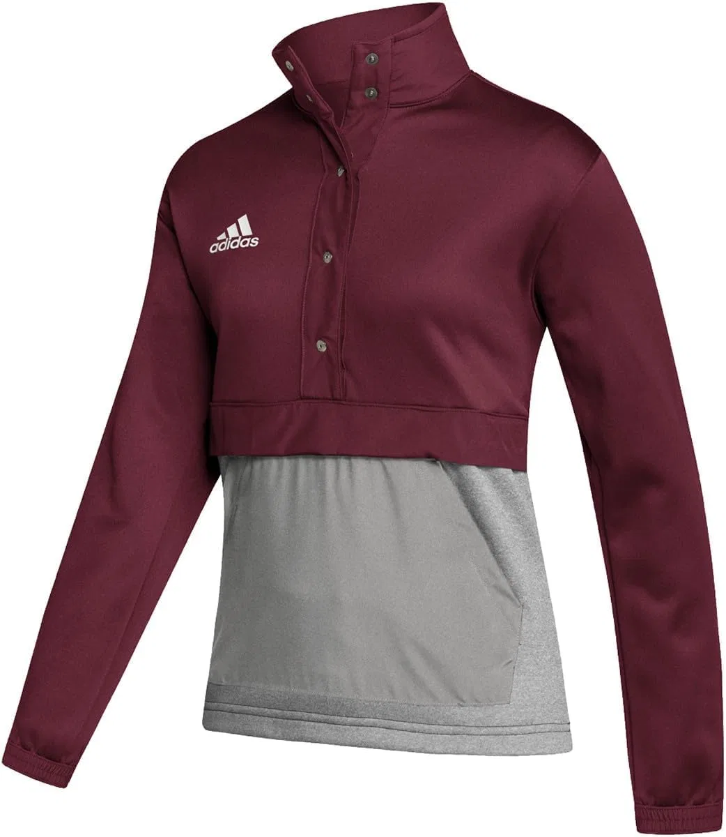 Толстовка adidas Team Issue Half-Zip, Team Collegiate Burgundy/Medium Grey Heather/White