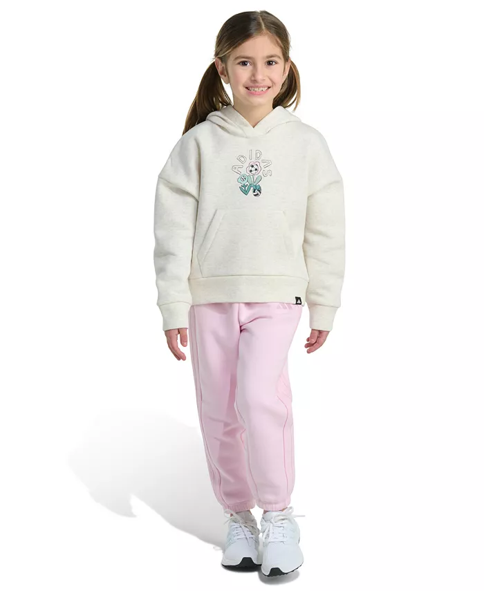 

Комплект из 2 предметов для малышек и девочек: худи и штаны на резинке Adidas, мультиколор