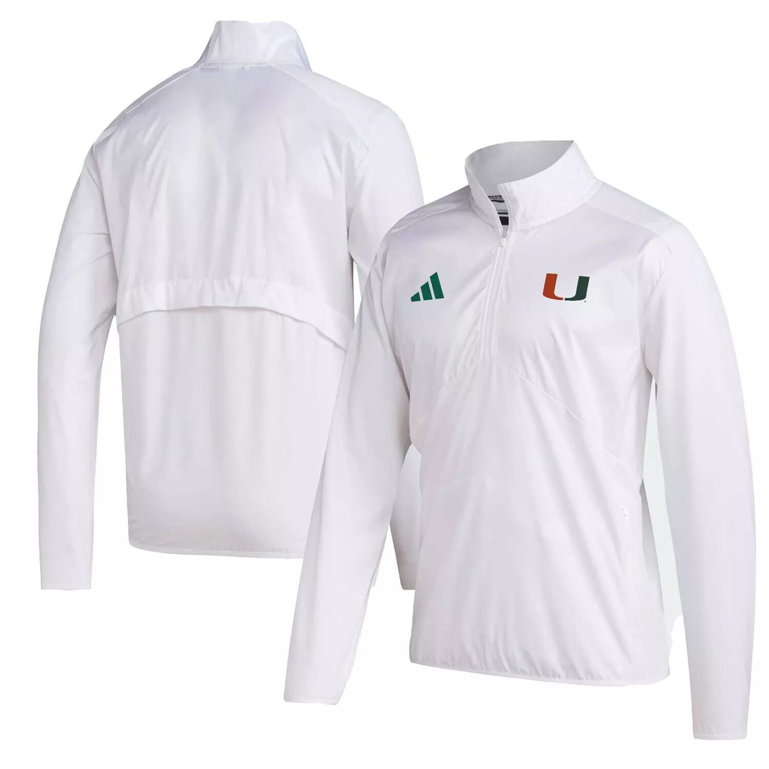 

Мужская белая куртка Miami Hurricanes Sideline AEROREADY с рукавами реглан и молнией четверти adidas, Белый, Мужская белая куртка Miami Hurricanes Sideline AEROREADY с рукавами реглан и молнией четверти adidas