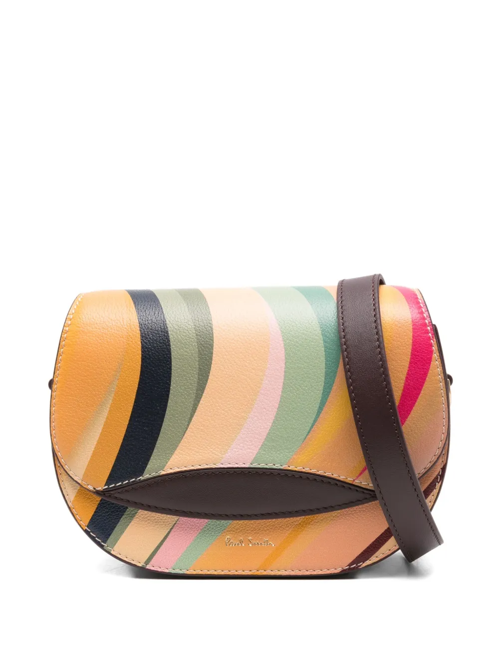 

Сумка через плечо из темной кожи с узором в виде завитков Paul Smith, коричневый