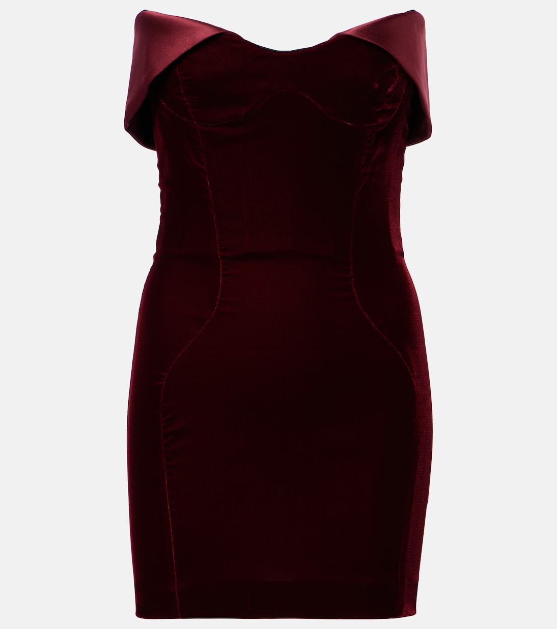 

Платье-бюстье из бархата с атласной отделкой Mugler, Blood Red