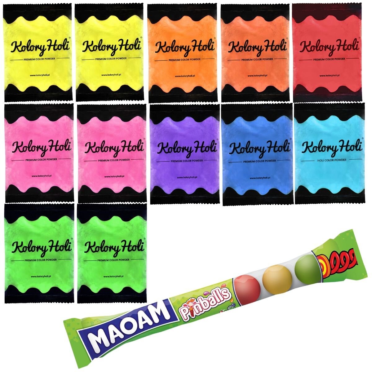 

Holi Colors, Красочный порошок Холи для Фестиваля красок, упаковка из 12 шт Kolory Holi