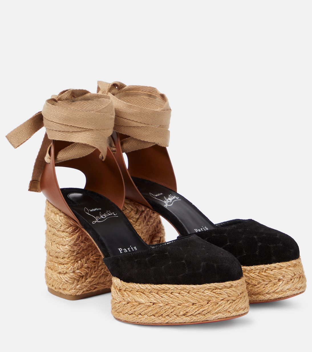 Бриджиссима 70 эспадрильи-сандалии Christian Louboutin, Black/Cuoio/Lin Black