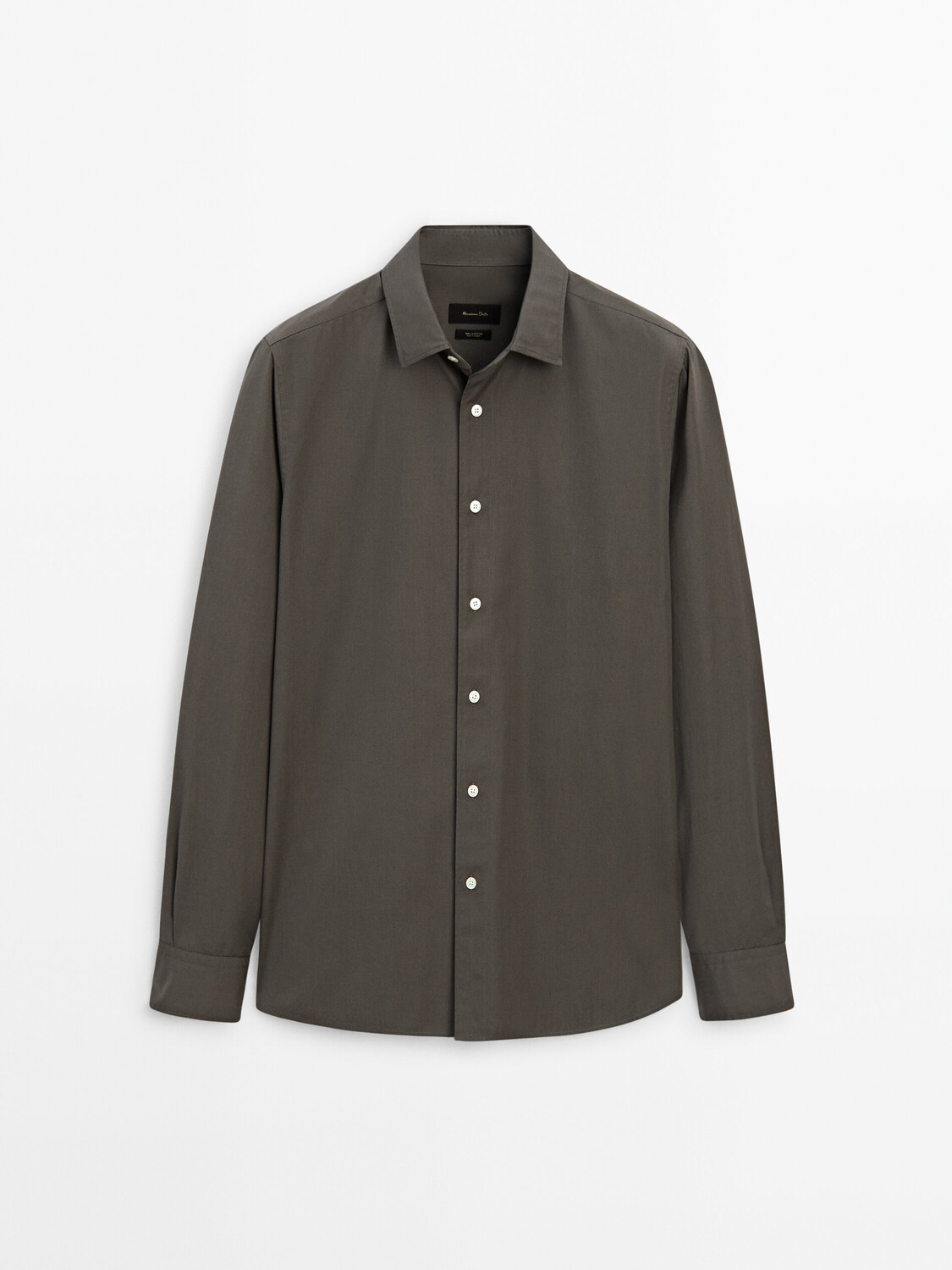 

Рубашка из 100% хлопкового поплина с карманом Massimo Dutti, серый