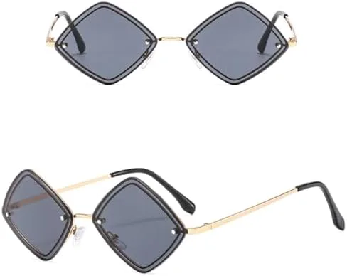 

2027 Модные женские солнцезащитные очки с геометрическим ромбом, винтажные, с линзами цвета «голубой чай», градиентные, с защитой от УФ-излучения UV400 MTZJH, C5