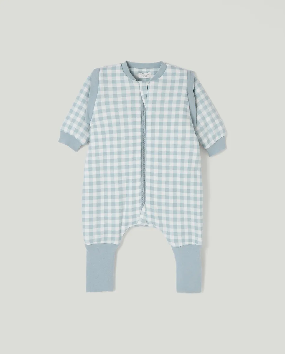 

Длинный стеганый комбинезон для малыша из ткани в клетку виши Cotton Juice, зеленый